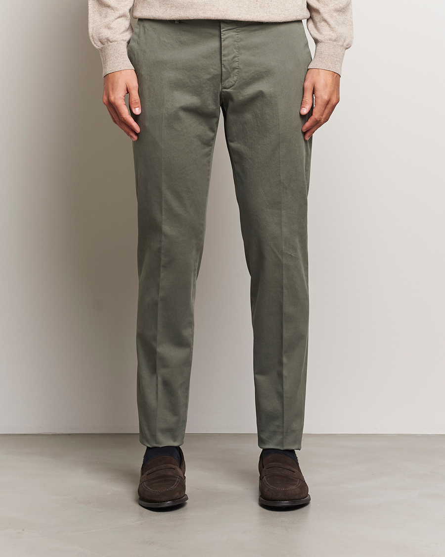 Herr |  | Incotex | Slim Fit Cotton Stretch Chinos Dark Green