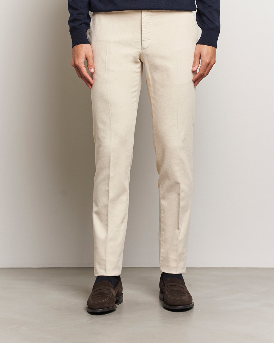 Herr |  | Incotex | Slim Fit Luxury Moleskine Trousers Off White