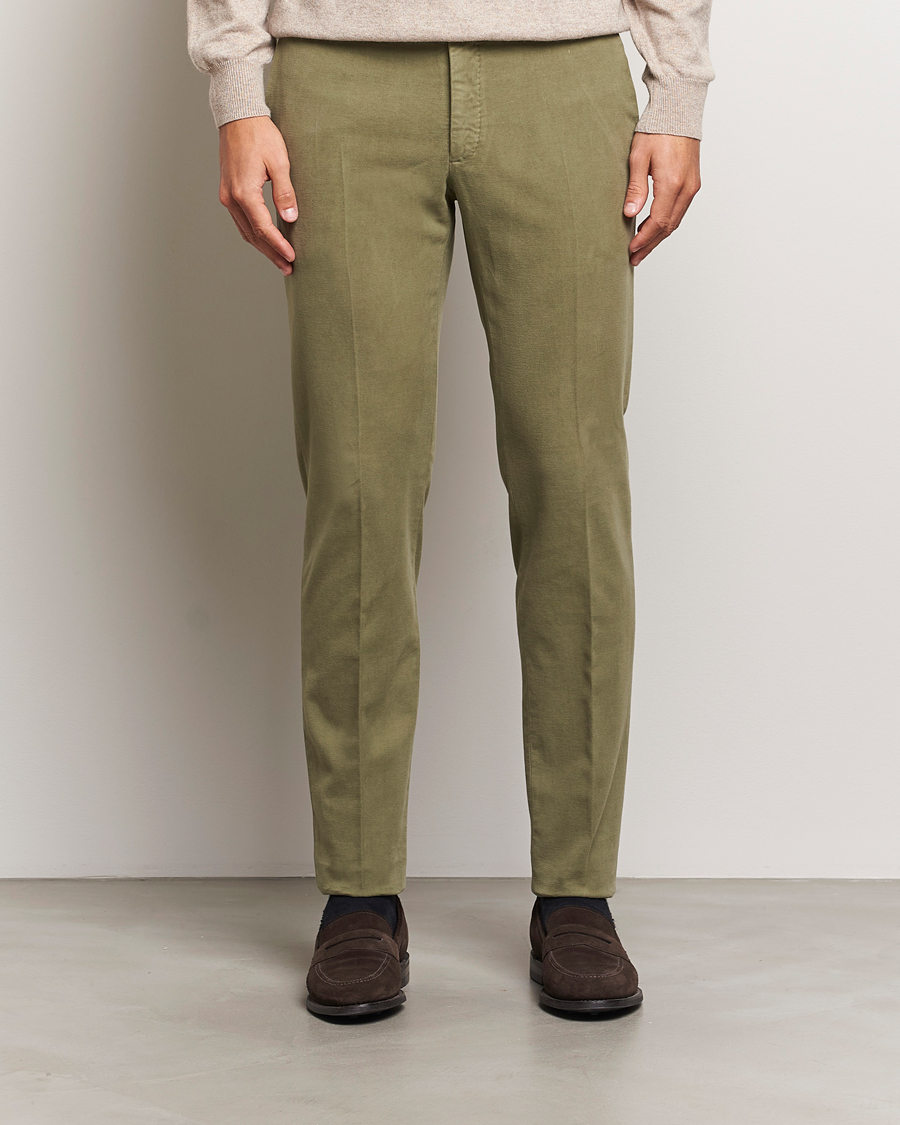 Herr |  | Incotex | Slim Fit Luxury Moleskine Trousers Sage