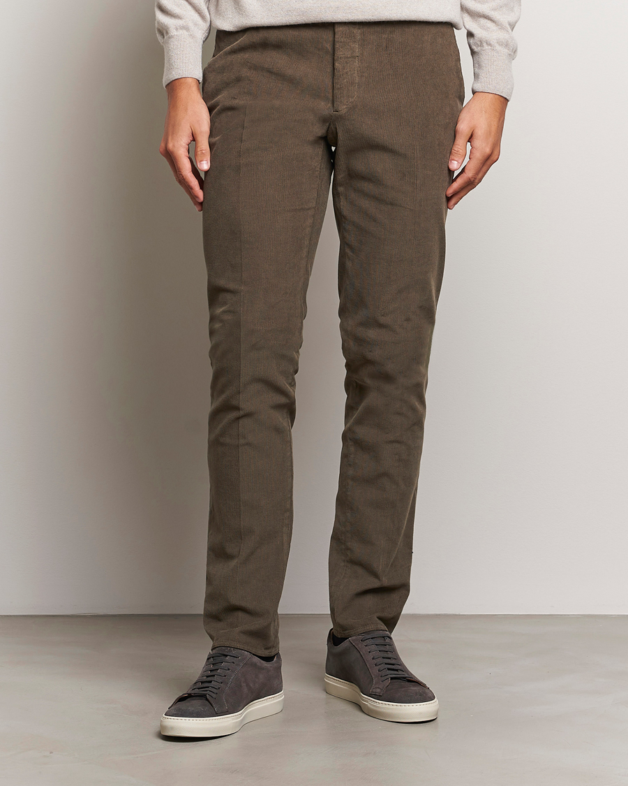 Herr |  | Incotex | Slim Fit Baby Corduroy Trousers Brown