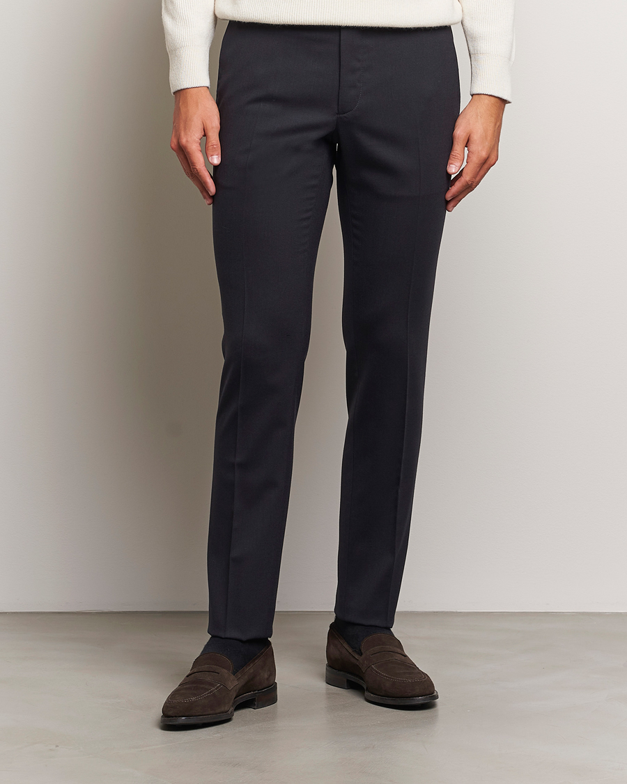 Herr |  | Incotex | Silm Fit Washable Flannel Trousers Navy