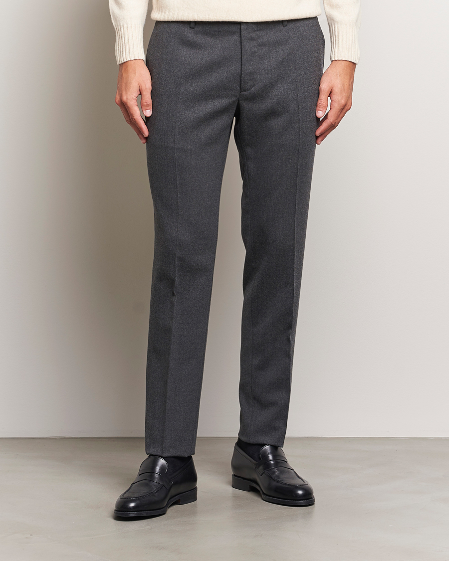 Herr |  | Incotex | Silm Fit Washable Flannel Trousers Dark Grey