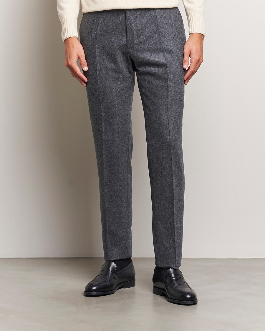 Herr |  | Incotex | Slim Fit Carded Flannel Trousers Dark Grey