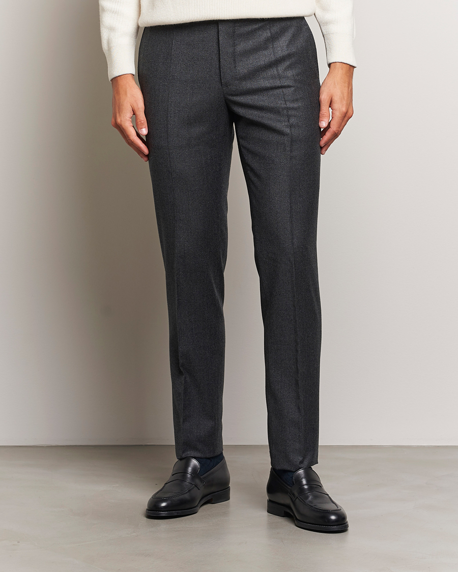 Herr |  | Incotex | Slim Fit Houndstooth Flannel Trousers Light Grey