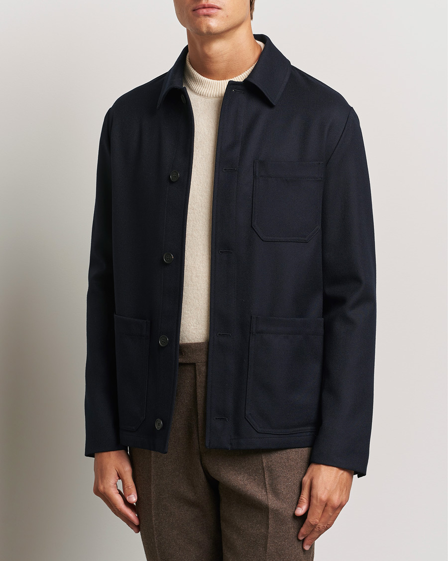 Herr | Dressade jackor | Incotex | Wool Cover Shirt Jacket Navy