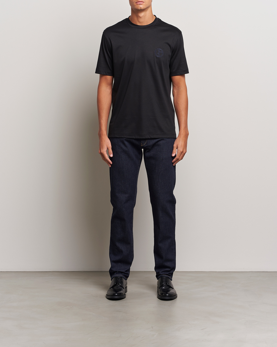 Herr | T-Shirts | Giorgio Armani | Embroidered Monogram T-Shirt Black