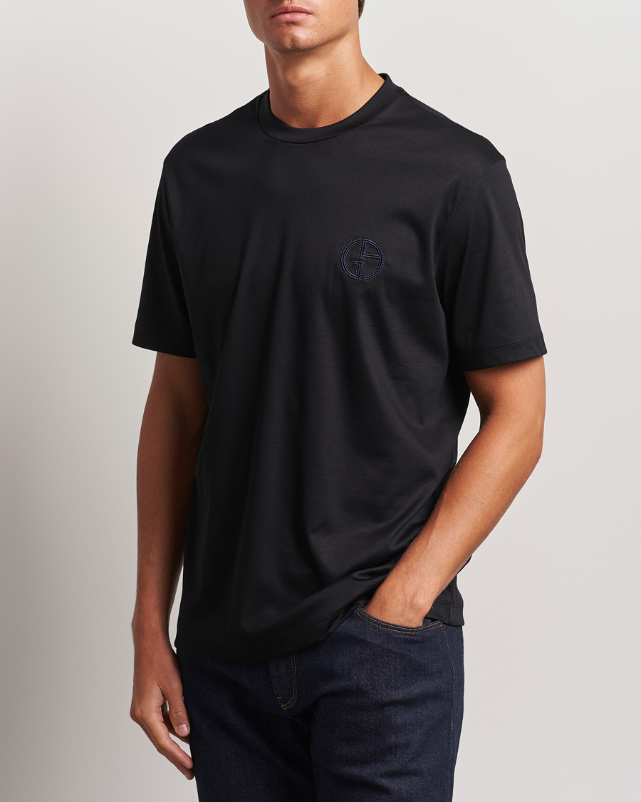 Herr | Luxury Brands | Giorgio Armani | Embroidered Monogram T-Shirt Black