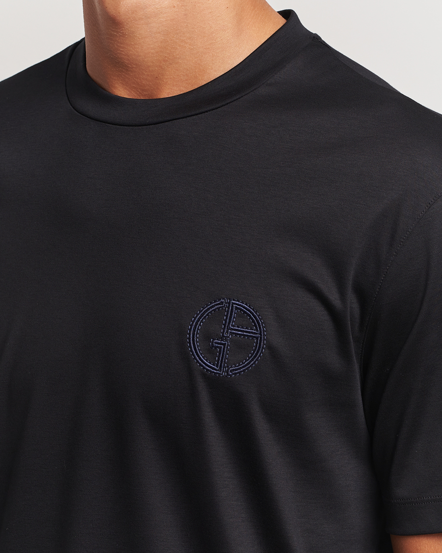 Herr | T-Shirts | Giorgio Armani | Embroidered Monogram T-Shirt Black