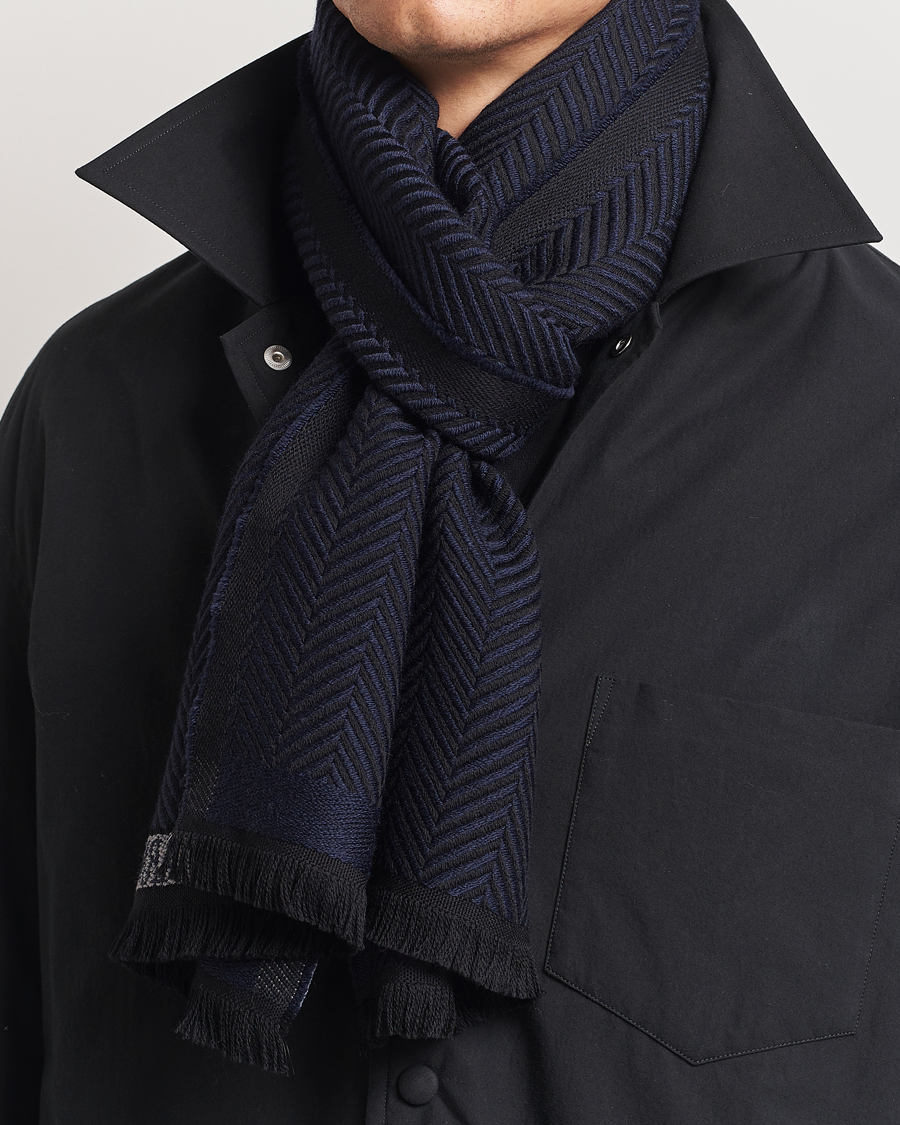 Herr |  | Giorgio Armani | Wool Chevron Scarf Navy