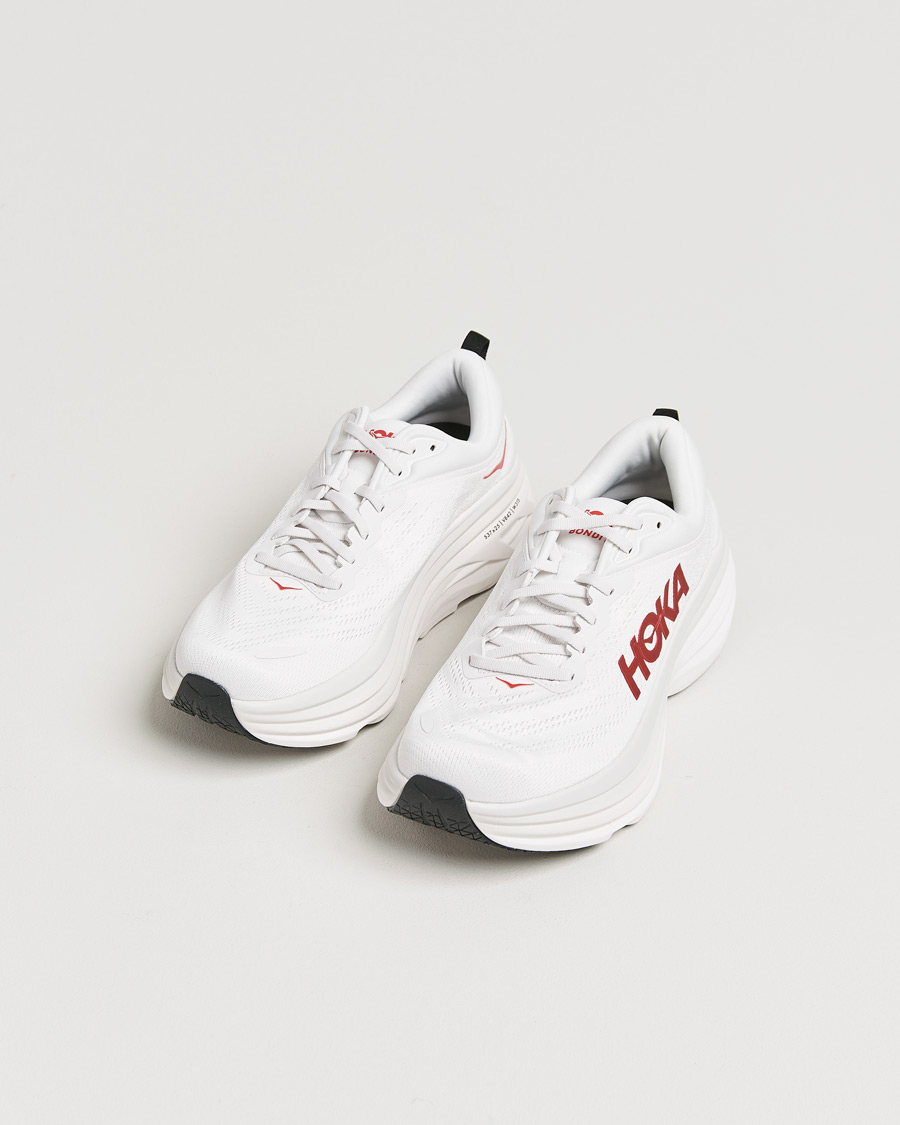 Herr | Sneakers | Hoka One One | Hoka Bondi 8 White/Vermillion