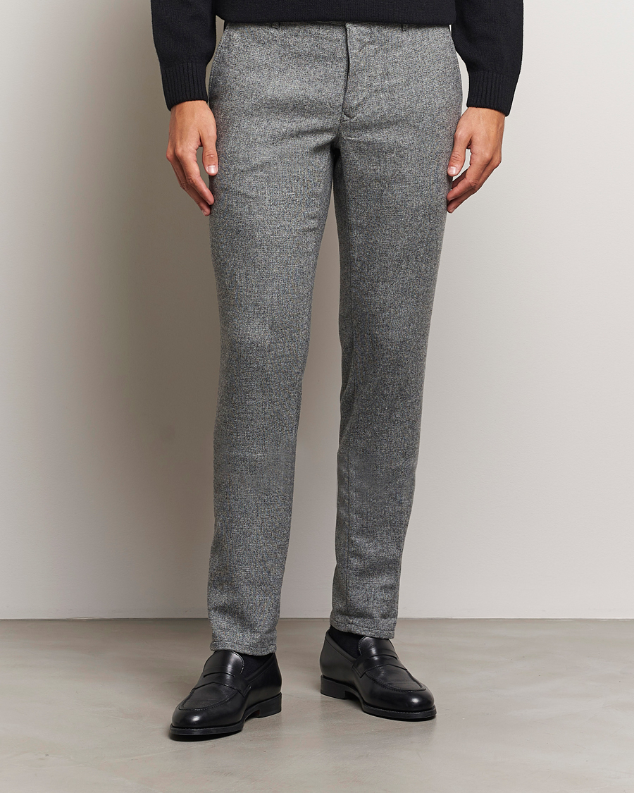 Herr |  | Incotex | Slim Fit Washed Wool Stretch Slacks Light Grey