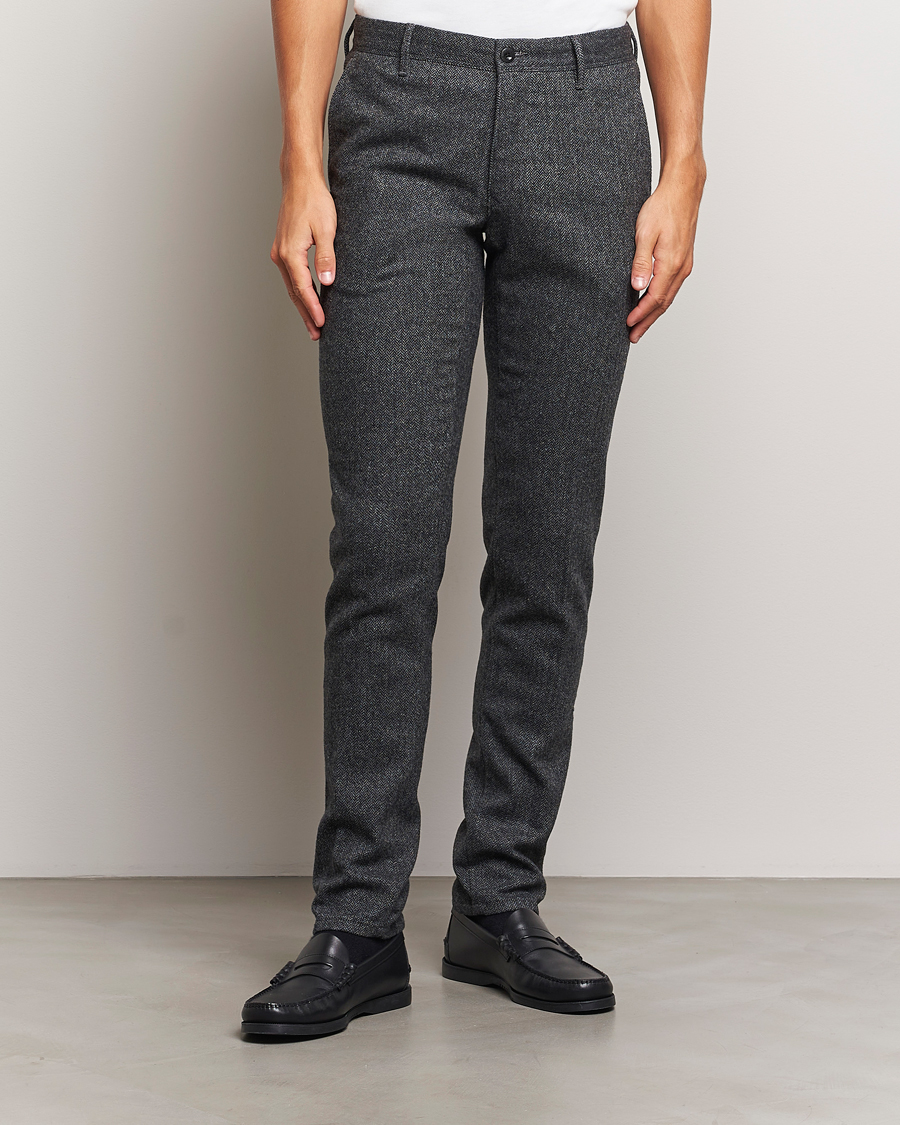 Herr |  | Incotex | Slim Fit Washed Wool Stretch Slacks Dark Grey