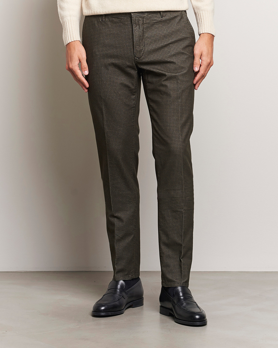 Herr |  | Incotex | Slim Fit Houndstooth Stretch Slacks Dark Brown