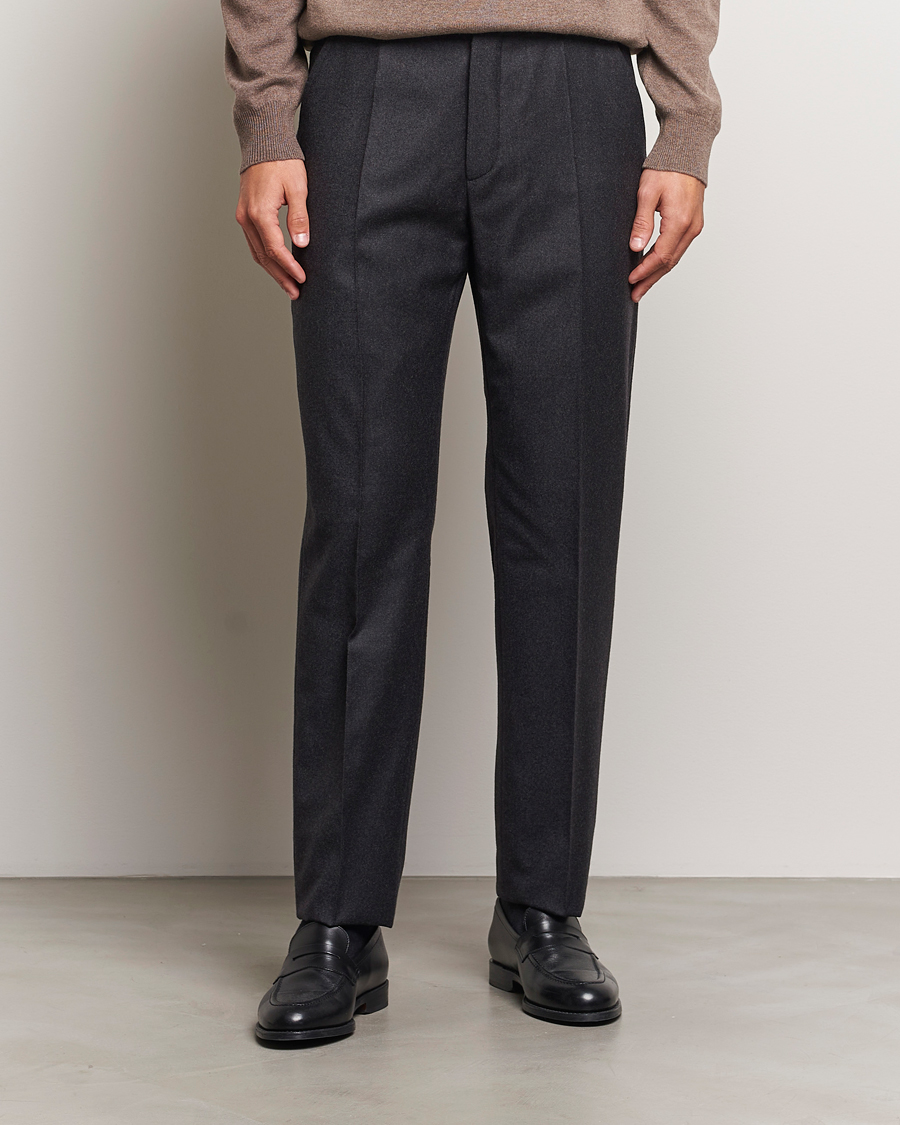 Herr |  | Incotex | Regular Fit Flannel Trousers Charcoal