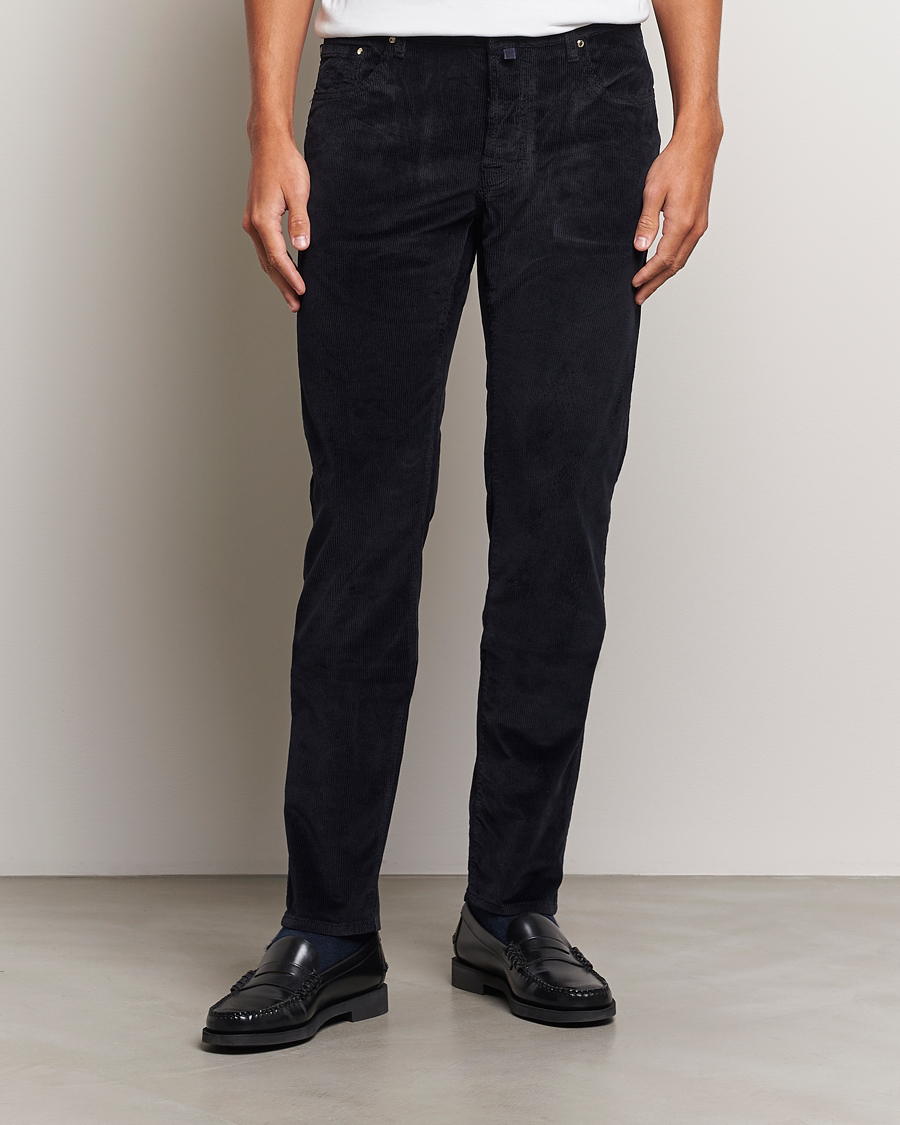 Herr | Italian Department | Jacob Cohën | Bard 5-Pocket Medium Corduroy Trousers Navy