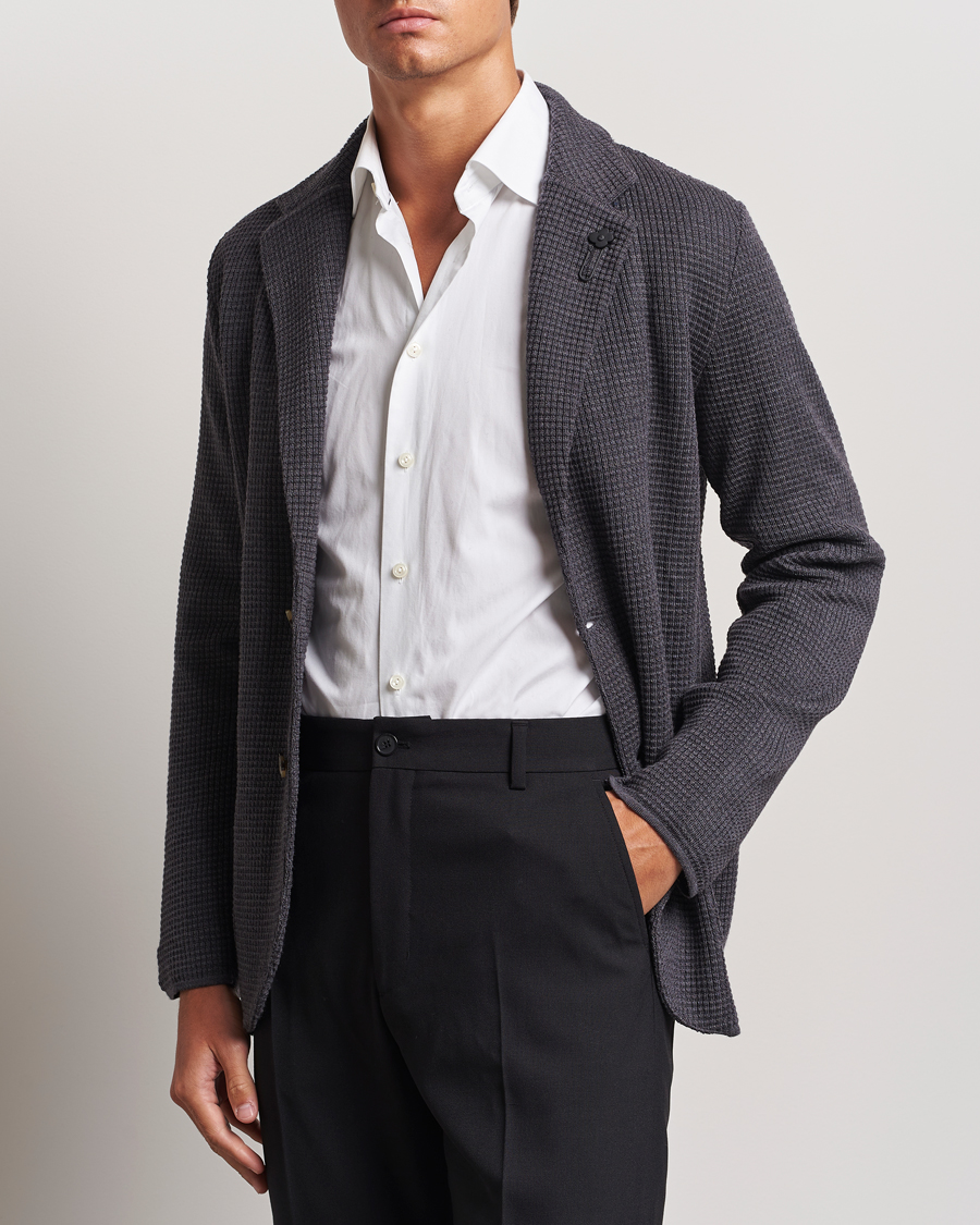 Herr | Kläder | Lardini | Knitted Structure Wool Blazer Dark Grey
