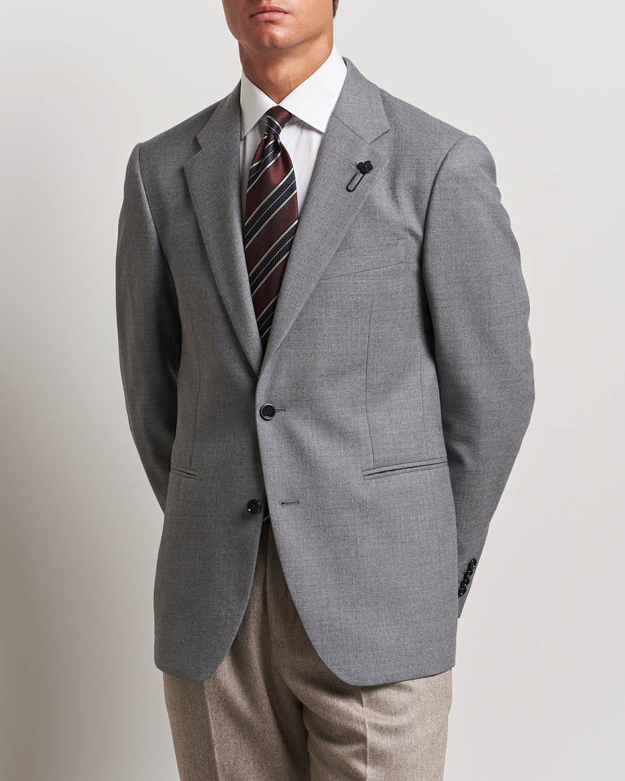 Herr | Ullkavajer | Lardini | Wool Flannel Blazer Light Grey