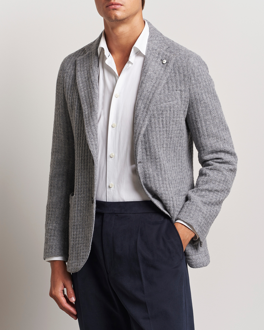 Herr |  | L.B.M. 1911 | Knitted Punto Wool Structure Blazer Grey