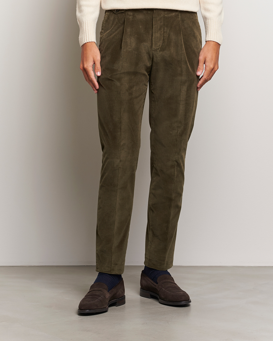 Herr |  | PT01 | Slim Fit Corduroy Trousers Dark Green