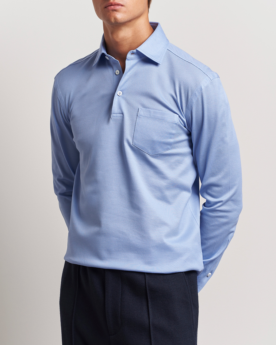 Herr | Långärmade pikéer | Ralph Lauren Purple Label | Long Sleeve Polo Light Blue