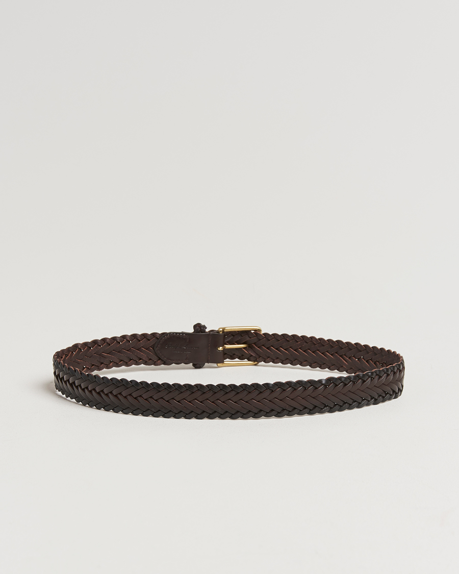 Herr |  | Ralph Lauren Purple Label | Braided Leather Belt Dark Brown Calf