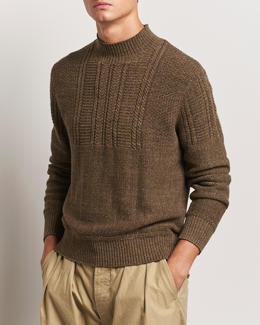 Herr |  | RRL | Mock Neck Pullover Olive Heather