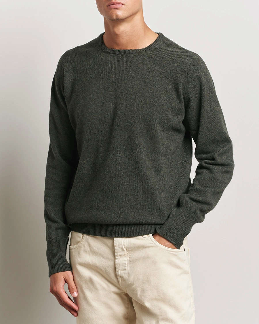 Herr | Tröjor | William Lockie | Rob Lambswool Crewneck Seaweed