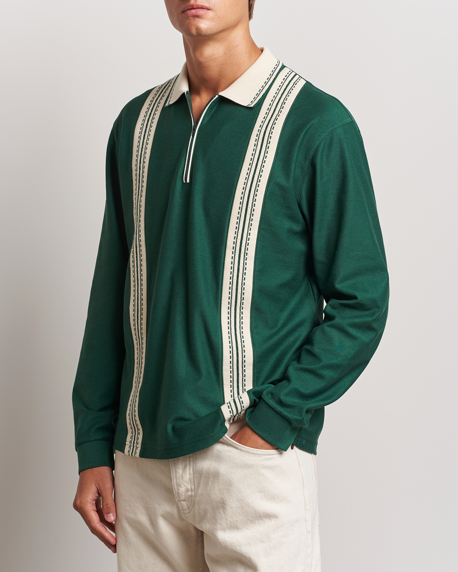 Herr |  | Palmes | Rio Long Sleeve Zip Polo Dark Green