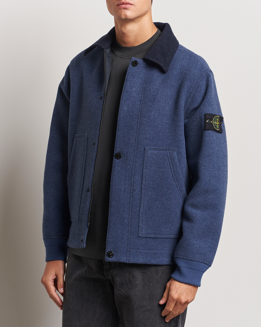 Herr |  | Stone Island | Panno Speciale Wool Nylon Jacket Royal Blue