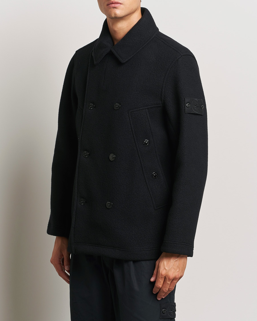 Herr |  | Stone Island | Ghost Wool/Cashmere Peacoat Black