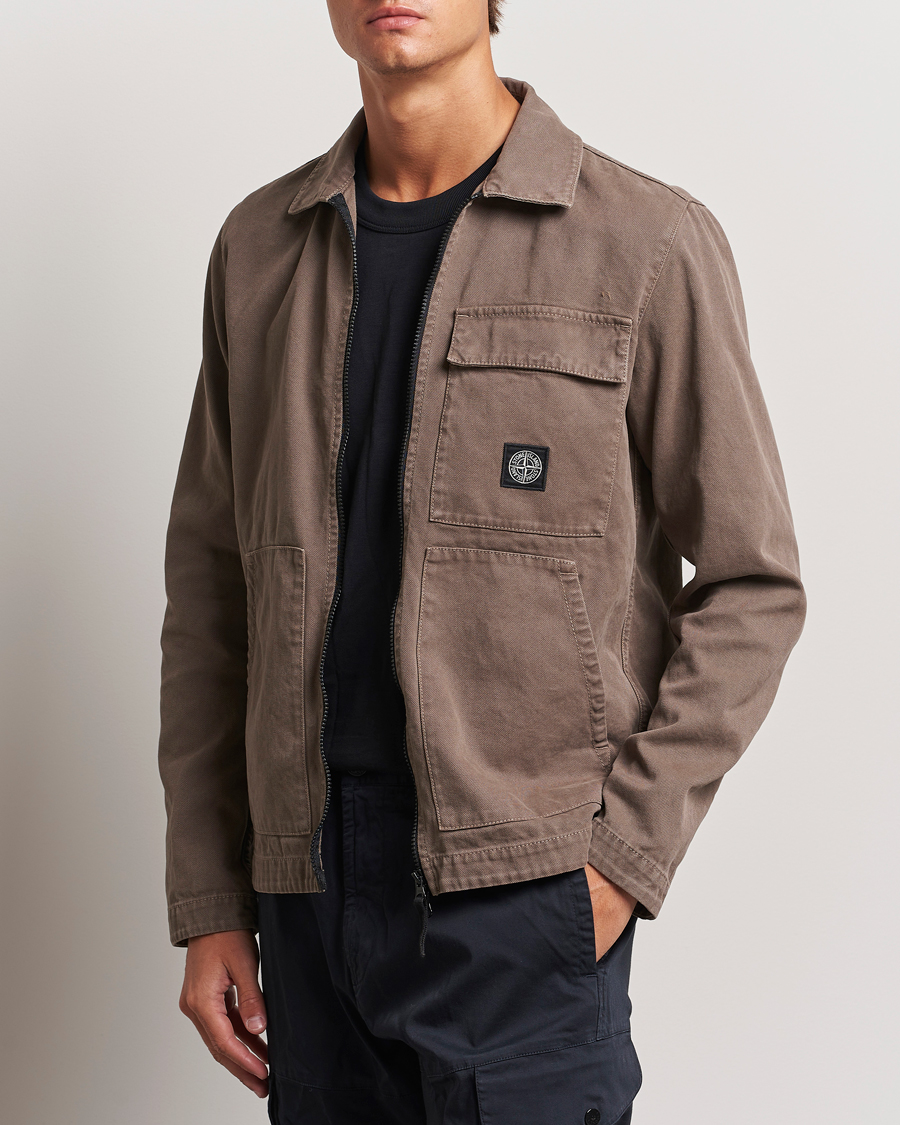 Herr | Casual | Stone Island | Panama Cotton Overshirt Walnut