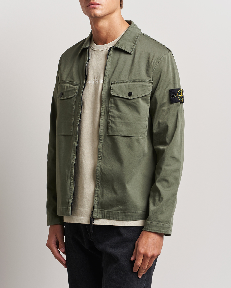 Herr | Skjortjackor | Stone Island | Garment Dyed Cotton Zip Overshirt Musk