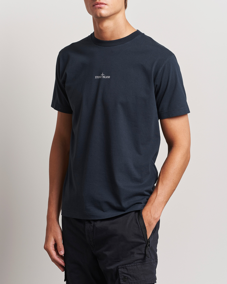 Herr |  | Stone Island | Garment Dyed Jersey Logo T-Shirt Navy Blue