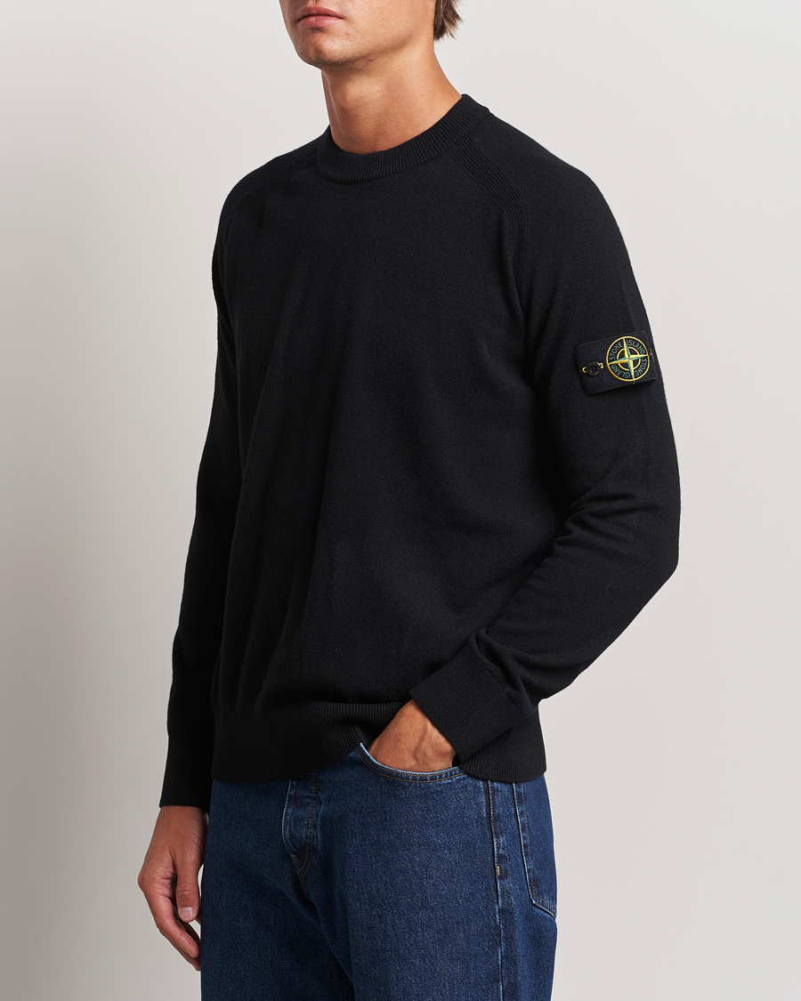 Herr |  | Stone Island | Cardigan Knit Geelong Wool Crew Neck Black