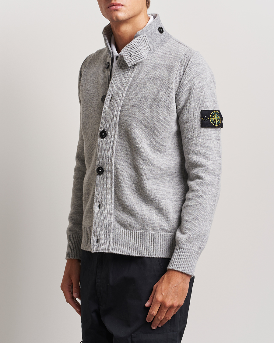 Herr | Cardigans | Stone Island | Knitted Lambswool Zip Cardigan Melange Grey