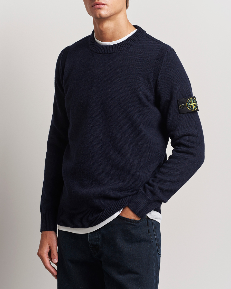 Herr |  | Stone Island | Knitted Lambwool Sweater Navy Blue