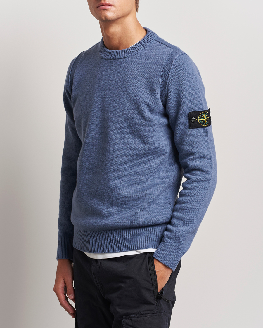 Herr |  | Stone Island | Knitted Lambwool Sweater Mid Blue