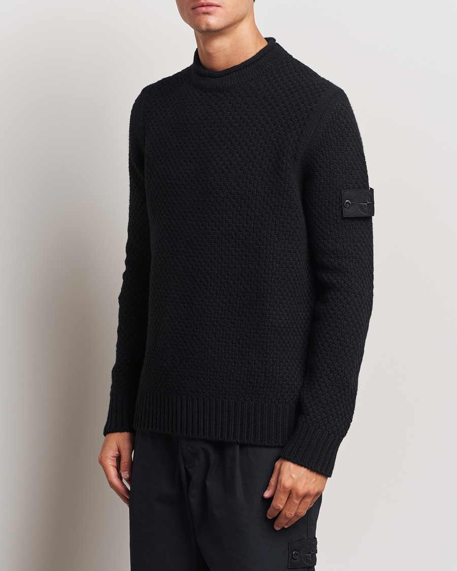 Herr | Stickade tröjor | Stone Island | Ghost Knitted Geelong Mock Neck Black