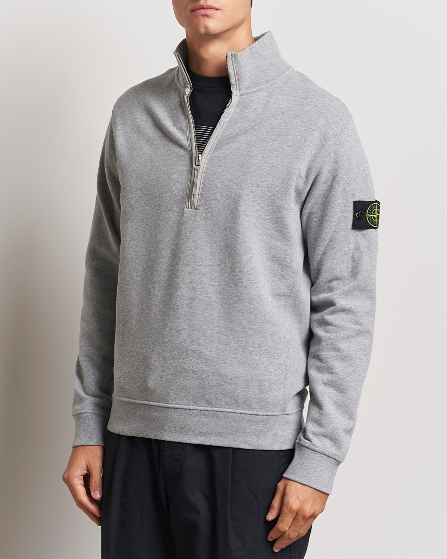 Herr |  | Stone Island | Garment Dyed Fleece Half Zip Melange Grey