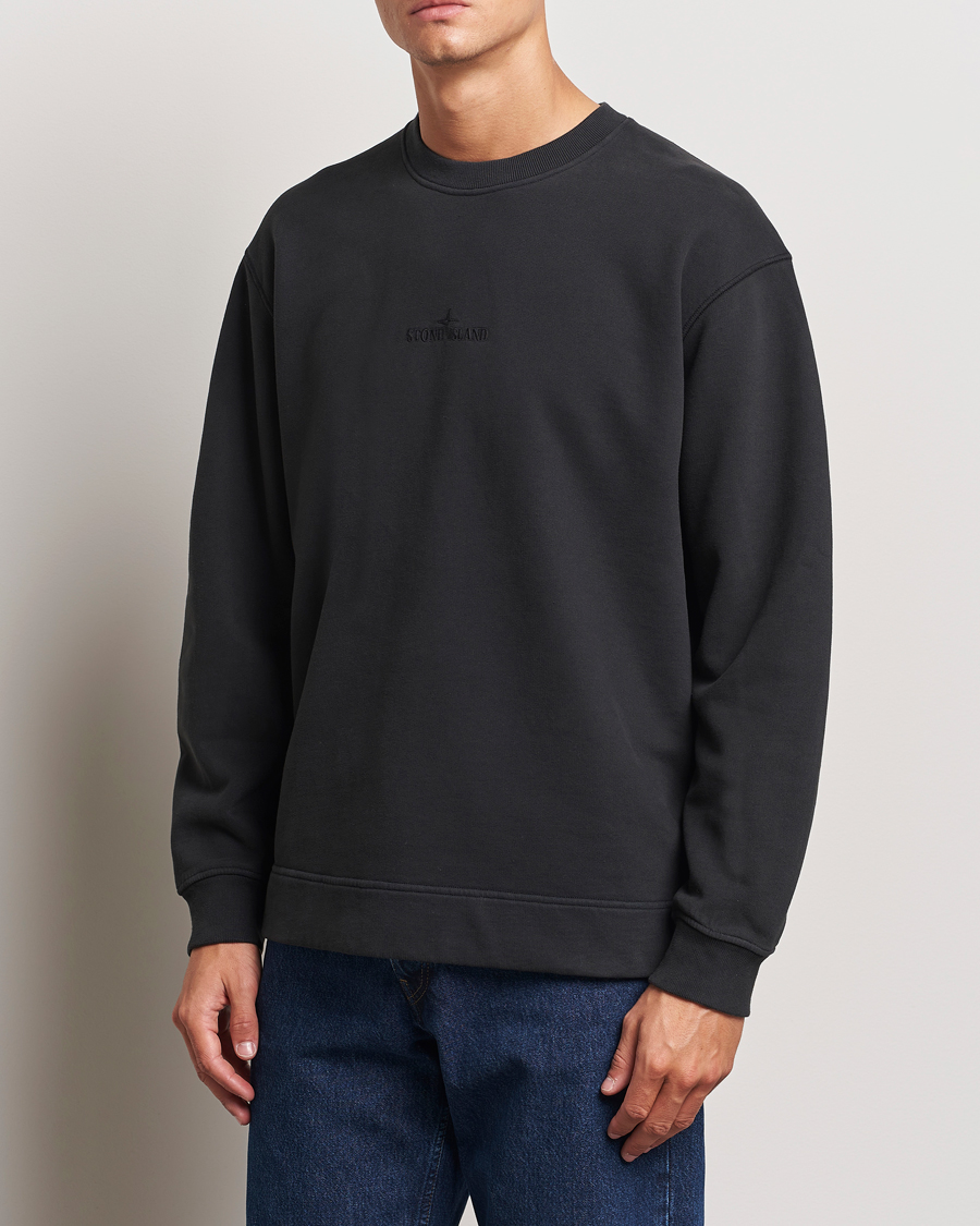 Herr |  | Stone Island | Garment Dyed Fleece Logo Sweatshirt Black