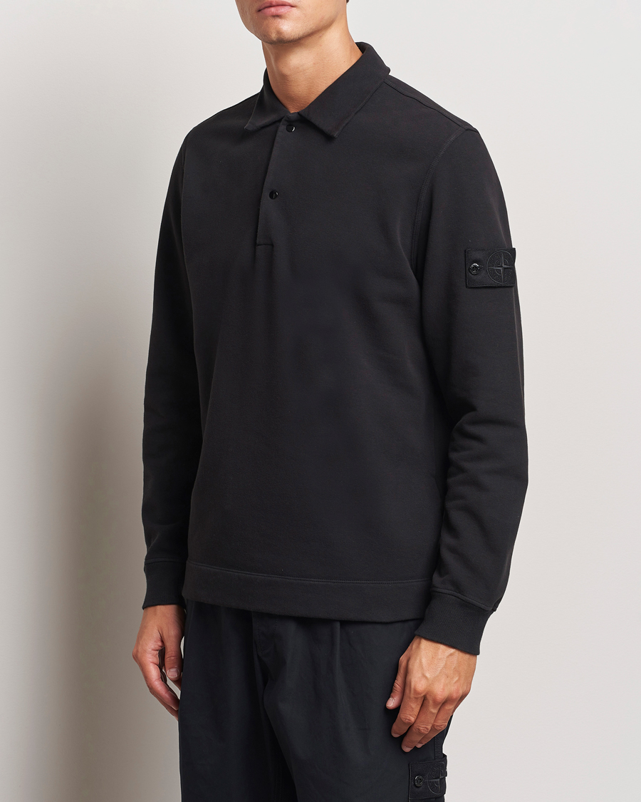 Herr | Sweatshirts | Stone Island | Ghost Organic Cotton Fleece Polo Sweatshirt Black