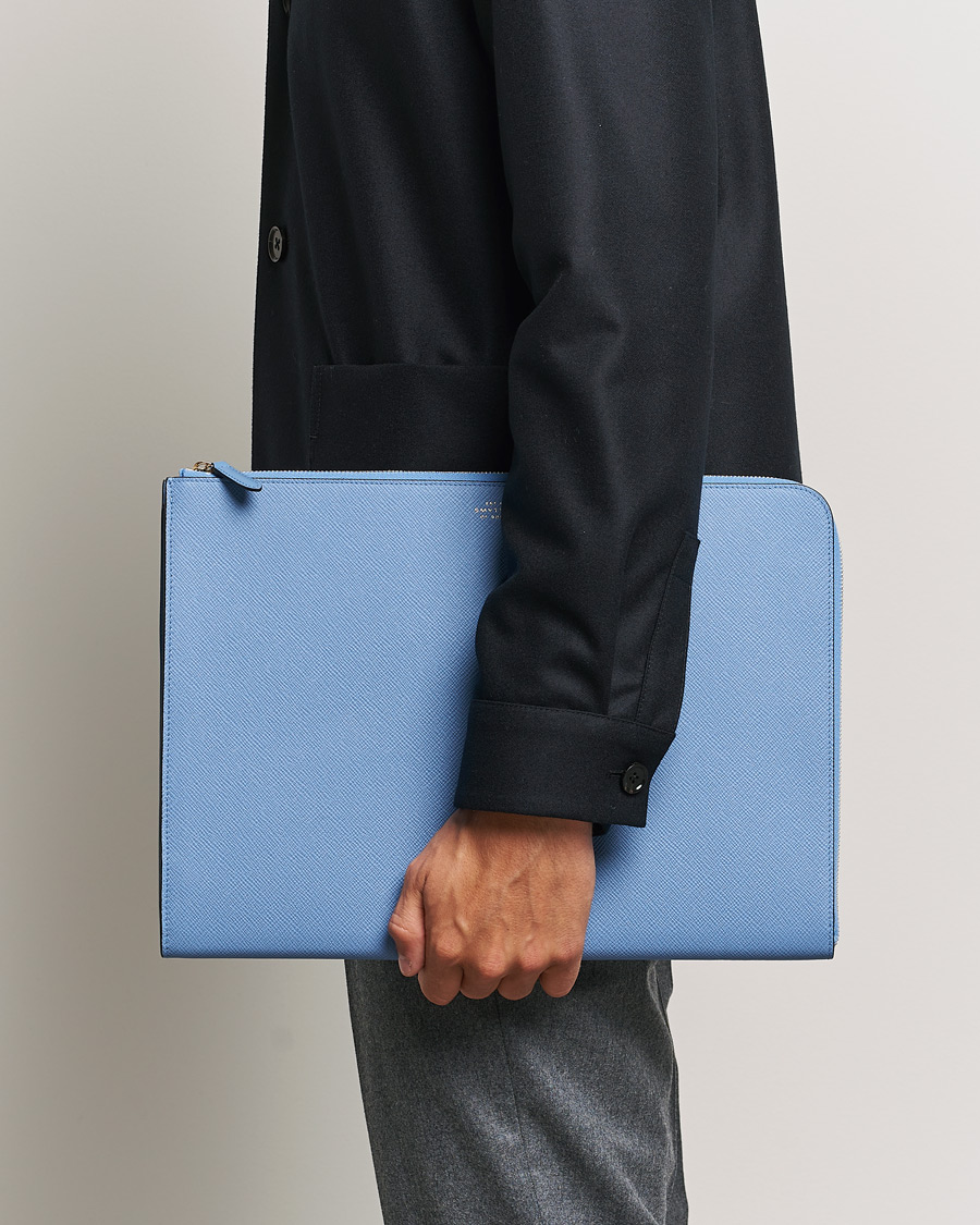 Herr |  | Smythson | Panama Large Laptop Case Nile Blue