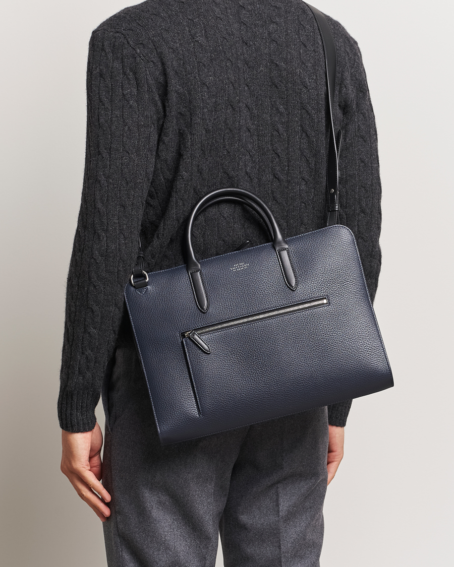 Herr |  | Smythson | Ludlow Ultra Slim Brefcase With Zip Front Navy