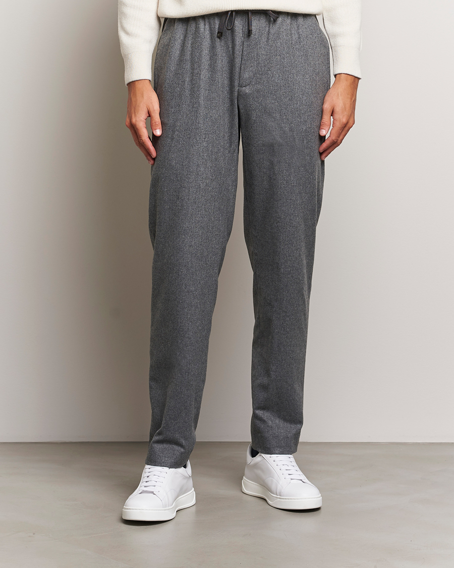 Herr |  | Moncler | Flannel Drawstring Pants Grey Melange