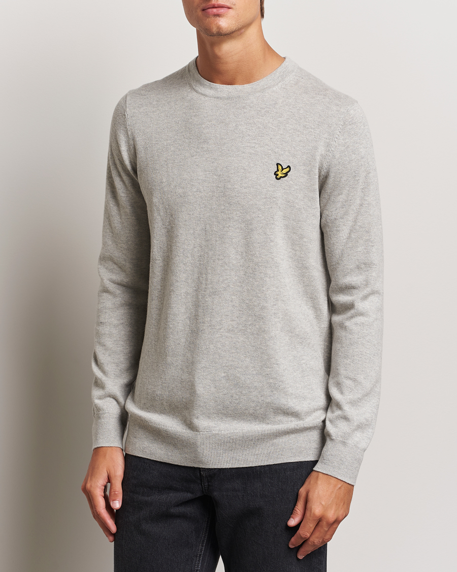 Herr |  | Lyle & Scott | Cotton/Merino Crew Neck Jumper Light Grey Marl