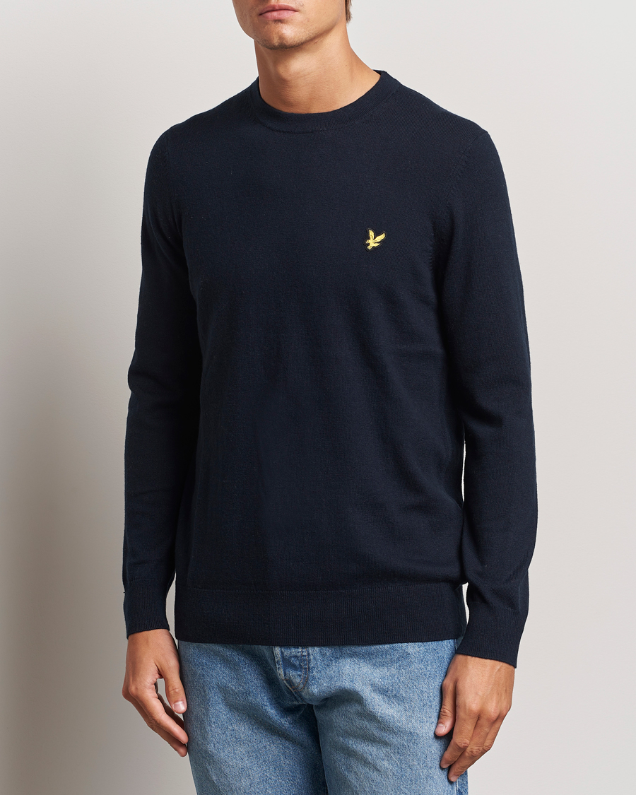 Herr |  | Lyle & Scott | Cotton/Merino Crew Neck Jumper Dark Navy