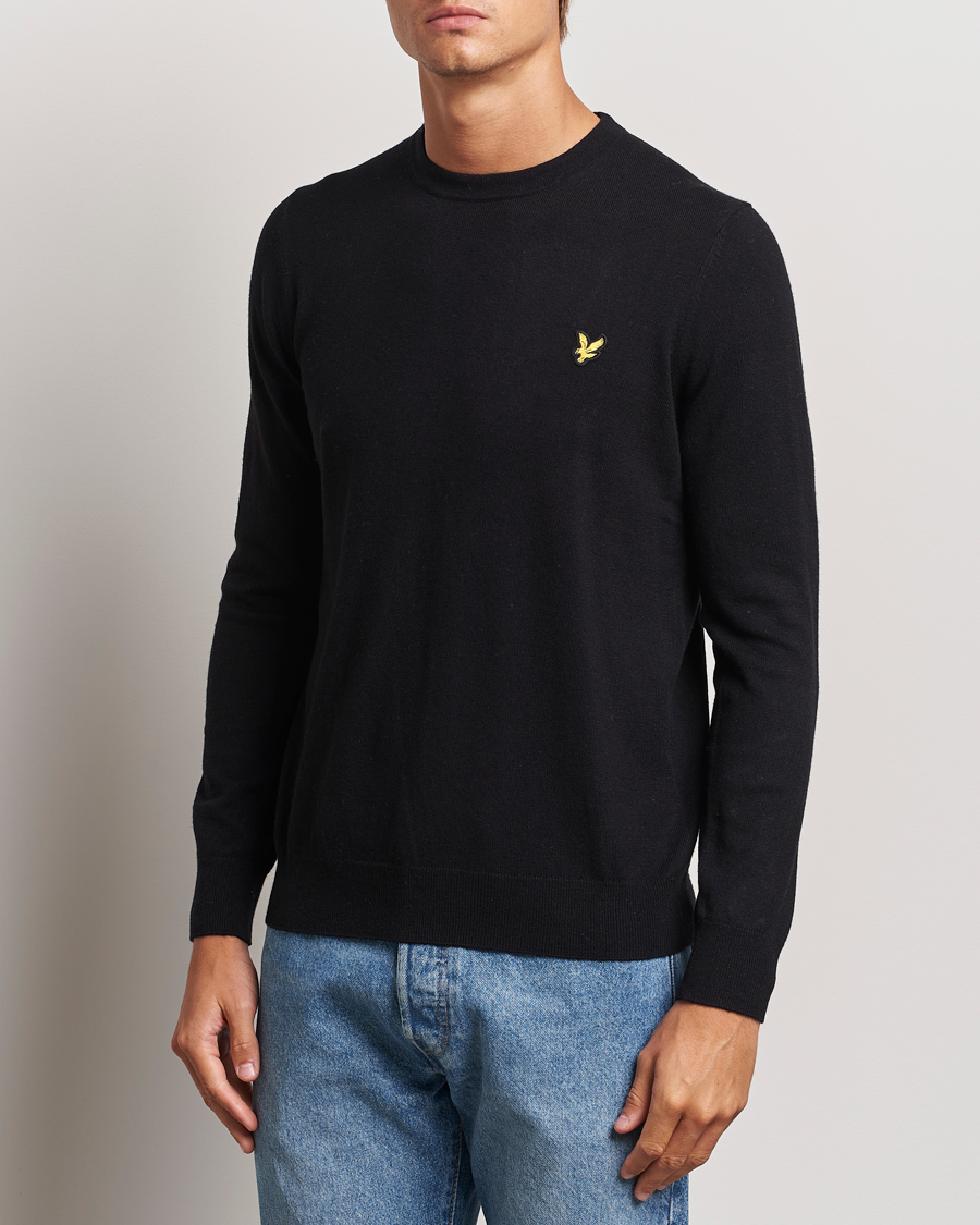 Herr |  | Lyle & Scott | Cotton/Merino Crew Neck Jumper Jet Black