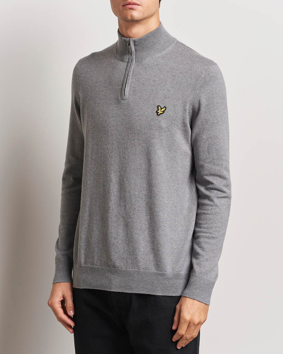 Herr |  | Lyle & Scott | Cotton/Merino Half Zip Mid Grey Marl