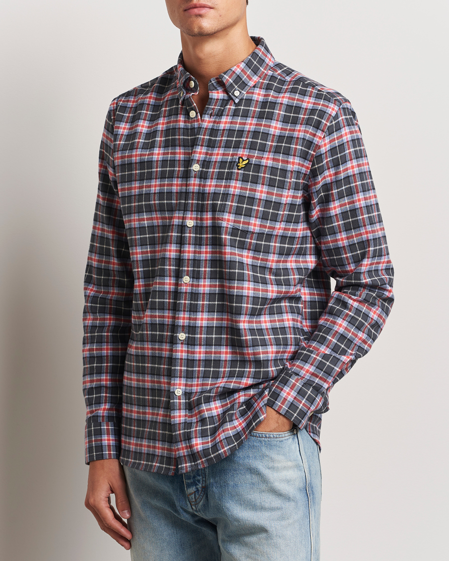 Herr |  | Lyle & Scott | Checked Flannel Shirt Blue Smoke