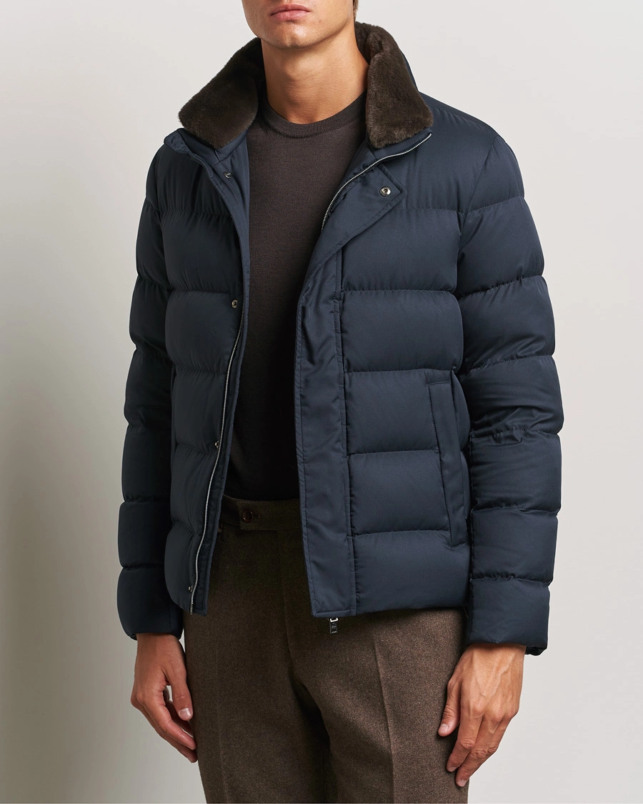 Herr |  | Herno | Faux Fur Down Jacket Navy